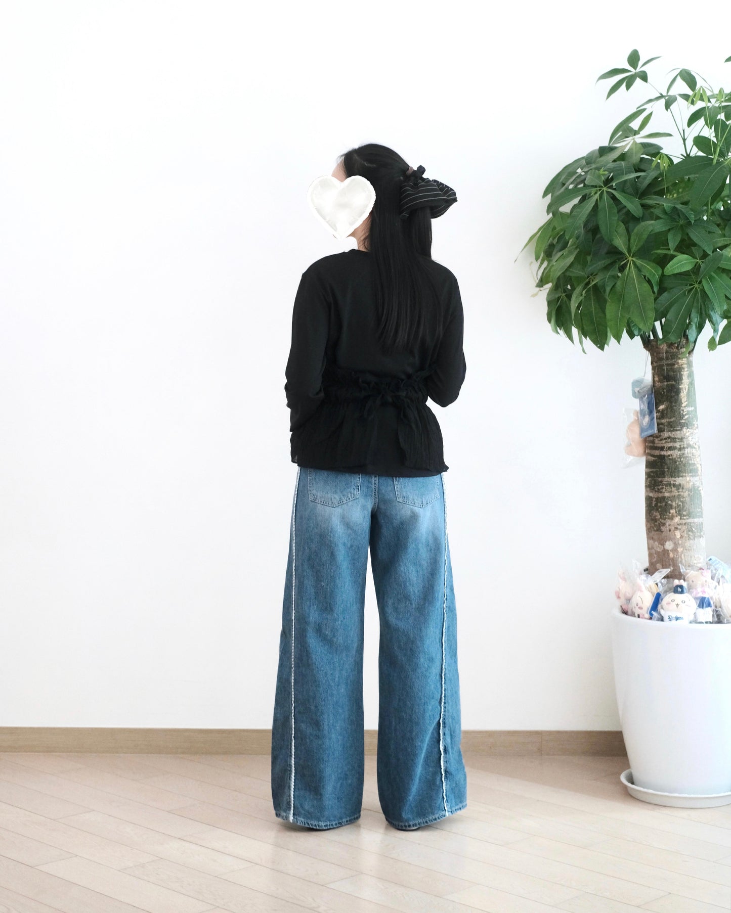 Gori Lace花邊闊筒牛仔褲