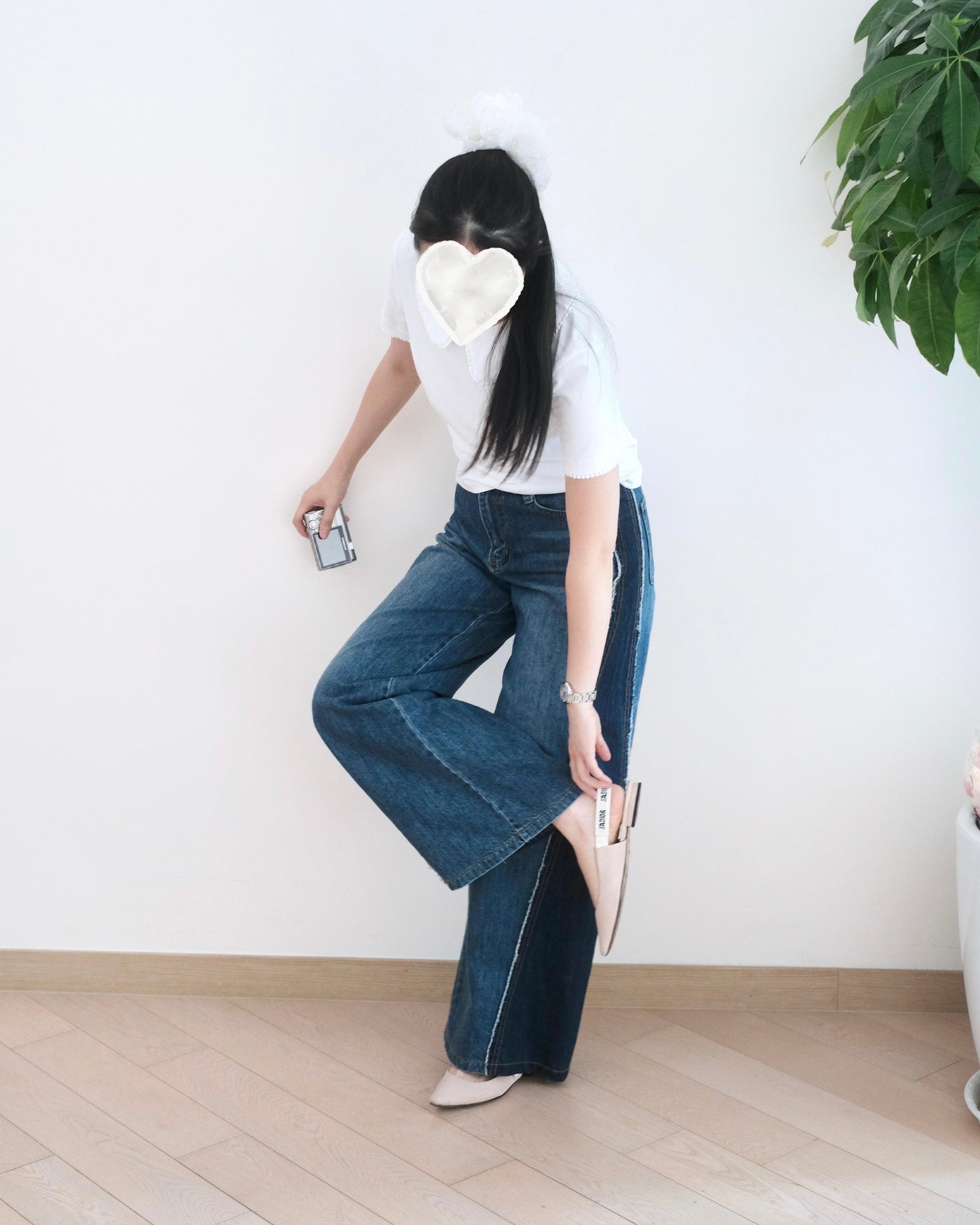 Howluk 撞色蘇蘇闊筒牛仔褲