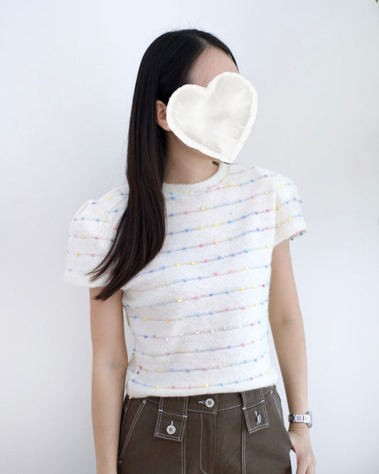 韓國彩色點點針織短袖Top