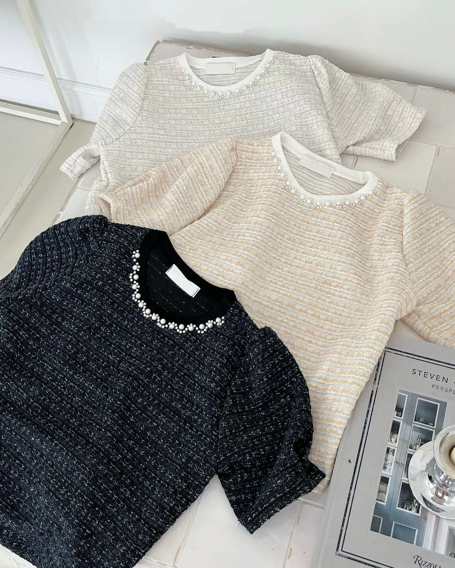 韓國珍珠Tweed Top