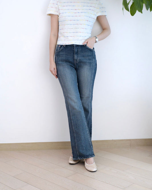 韓國車骨微喇叭牛仔褲