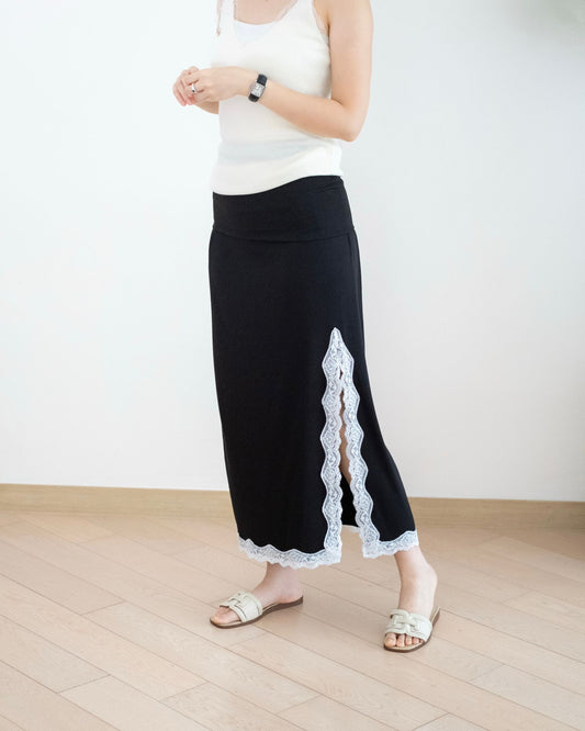 韓國Lace開衩休閑裙