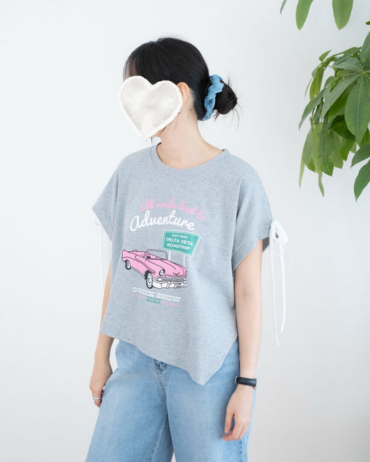 韓國蝴蝶結手袖圖案Top