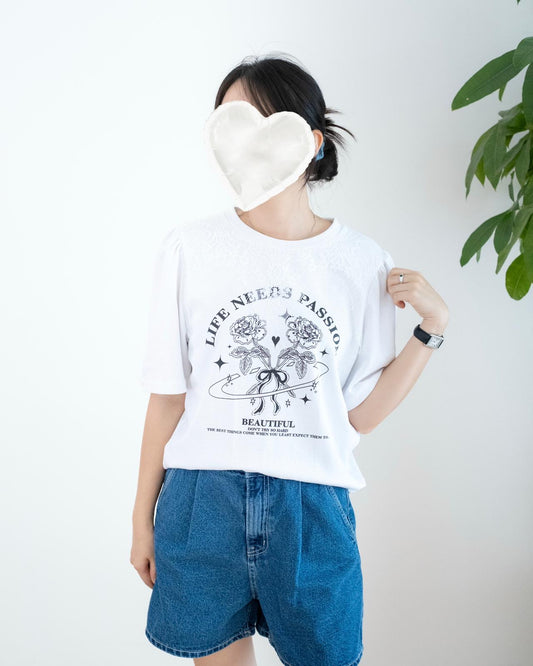 韓國Lace撞玫瑰花圖案Tee