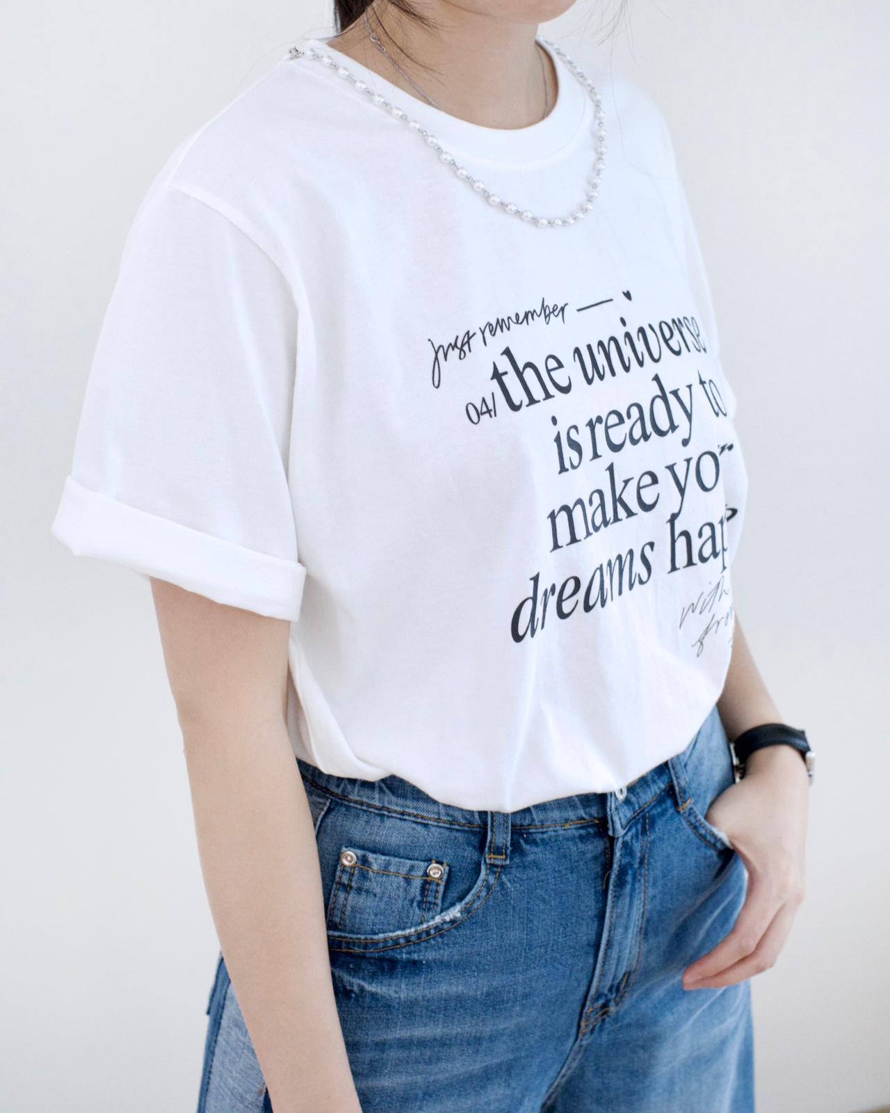 韓國珍珠鏈英文字母Tee