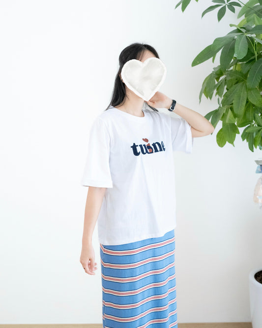 韓國絨面英文字Tee