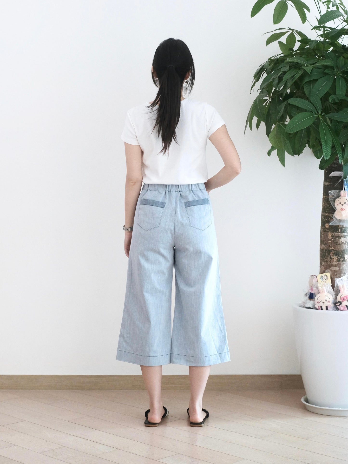 Eltoo 拼色直筒扯布褲