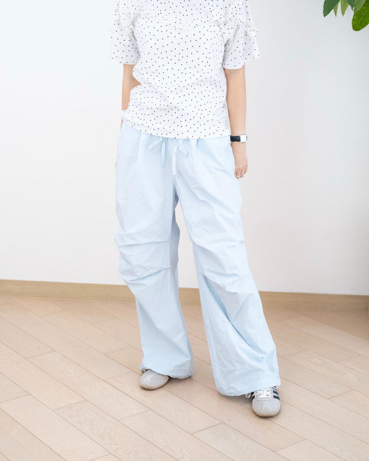 韓國綁繩立體闊腳褲