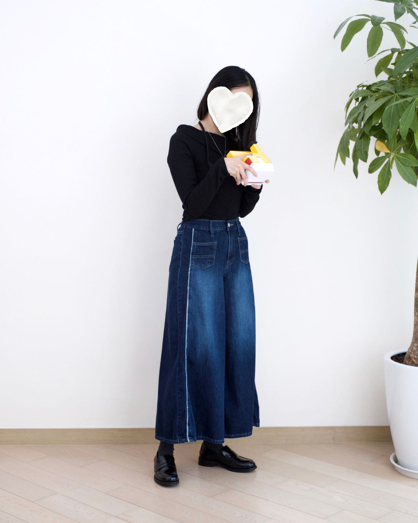 Gori Lace花邊闊筒九分牛仔褲