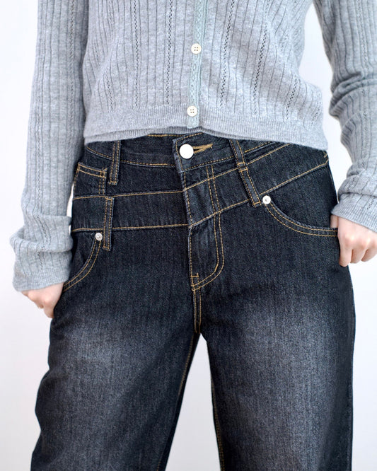 Gori 高低口袋闊筒牛仔褲