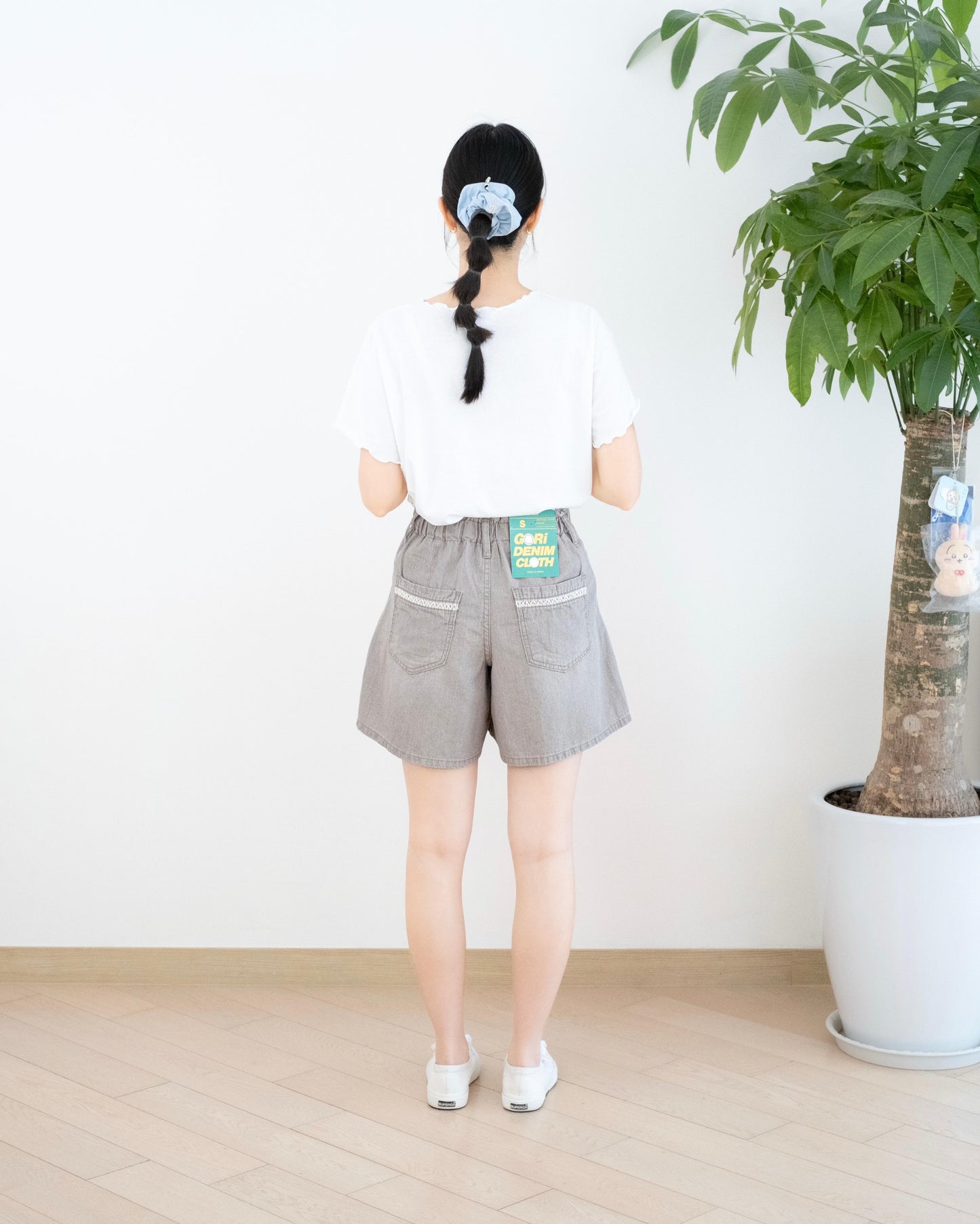 Gori 麻棉拼邊短褲