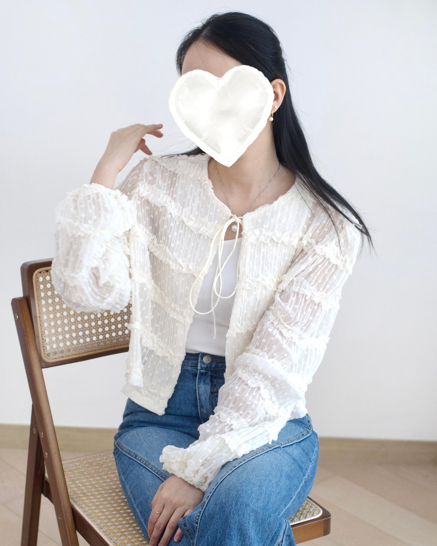 韓國波點透視小襯衫/外套