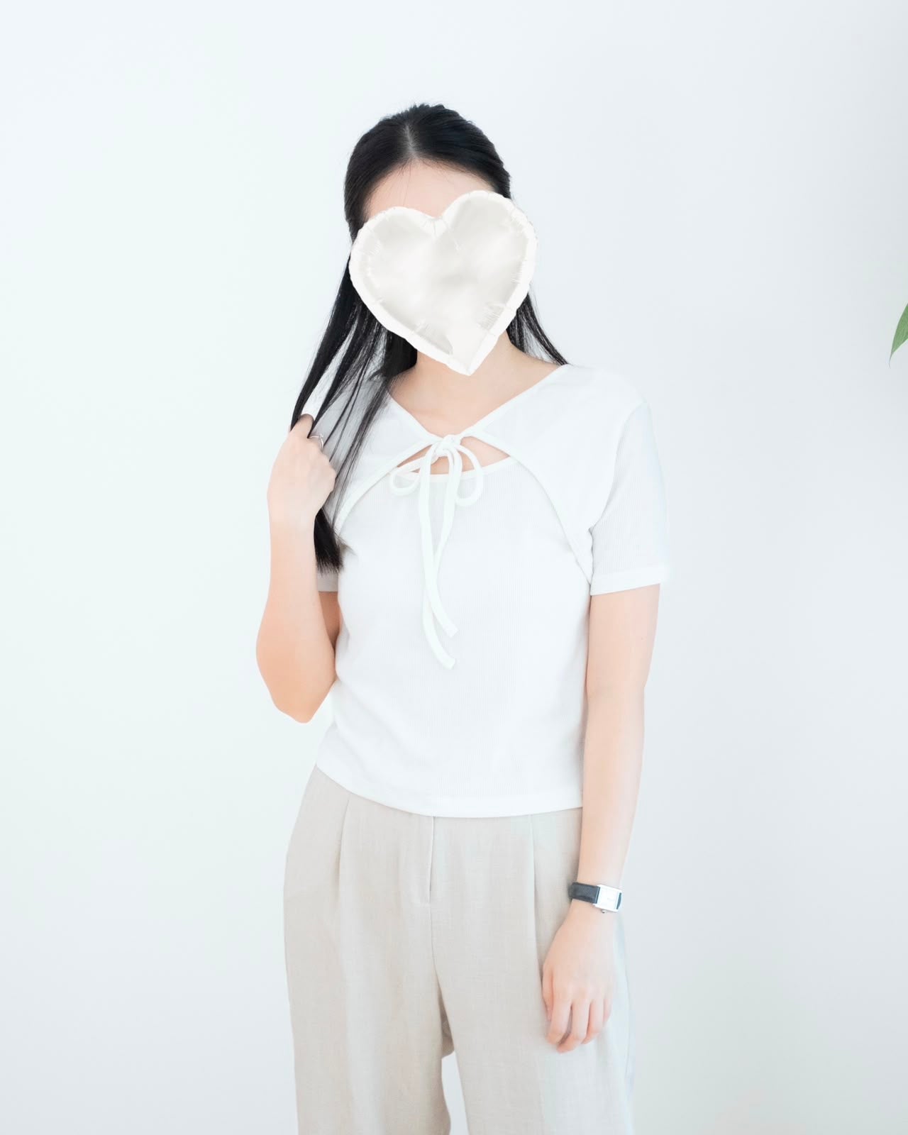 淨色綁繩蝴蝶結Tee