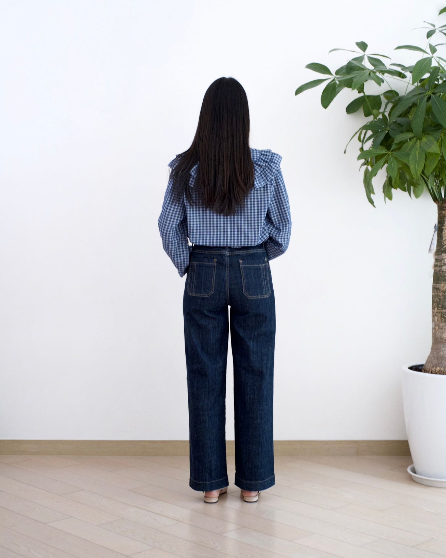 韓國小v車骨直筒牛仔褲