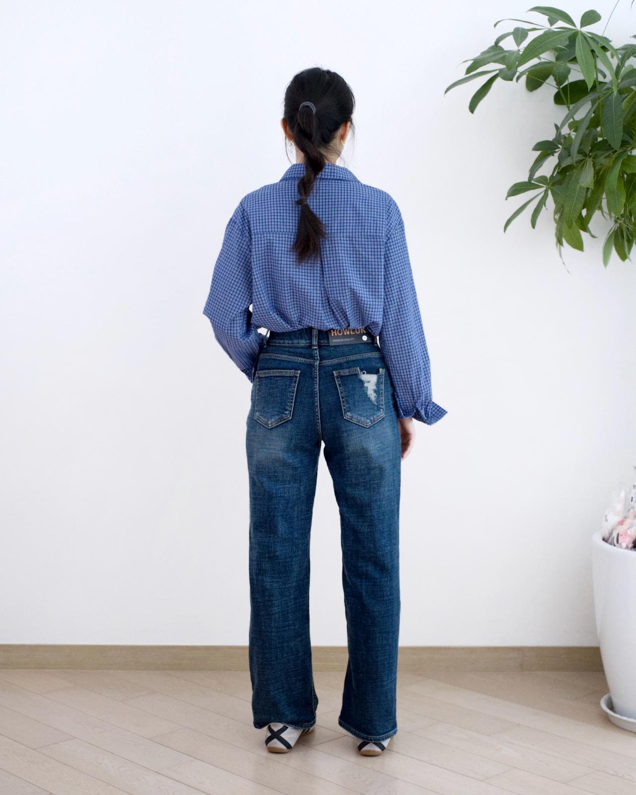 Howluk 薄絨直腳牛仔褲