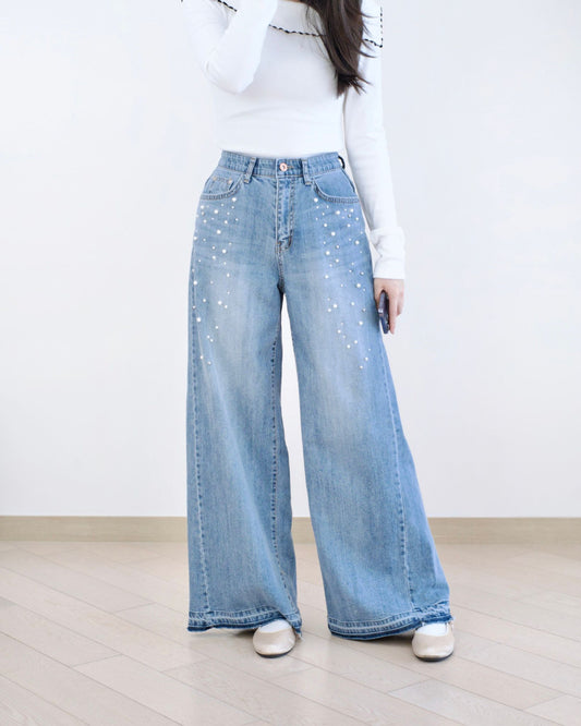 Howluk 珍珠閃石牛仔褲