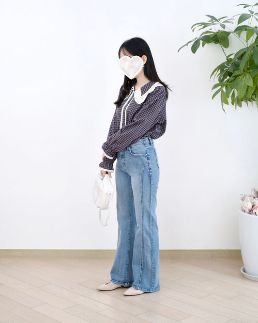 Howluk 併接洗水微喇叭牛仔褲