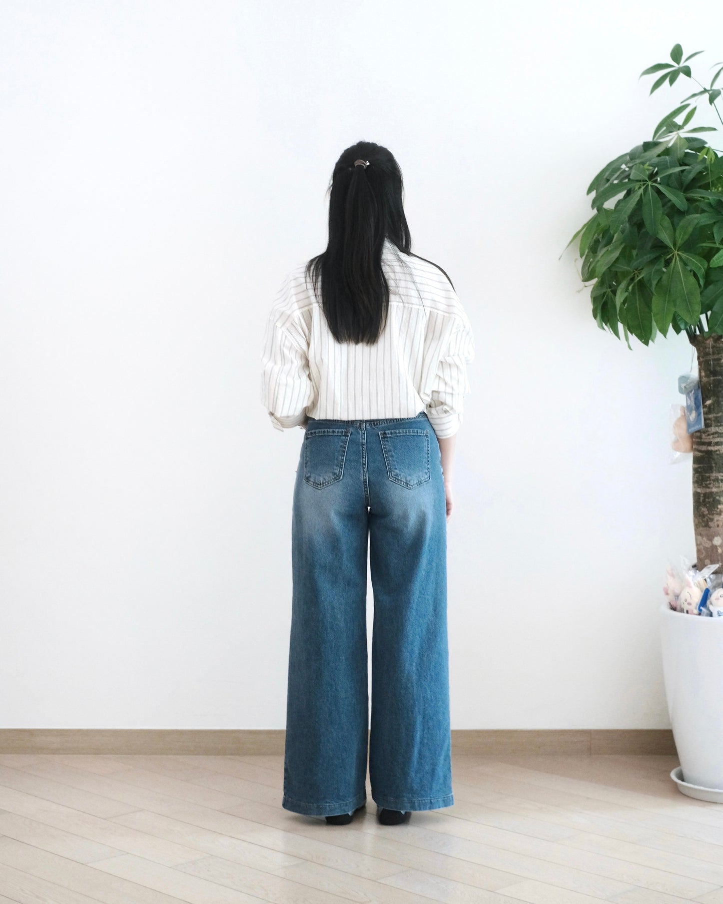 Howluk 拼接闊腳牛仔褲