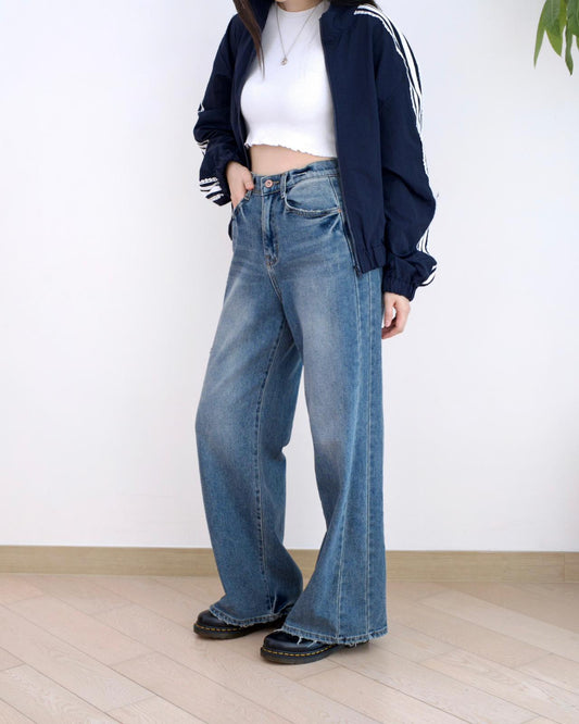 Howluk 拼接闊筒牛仔褲