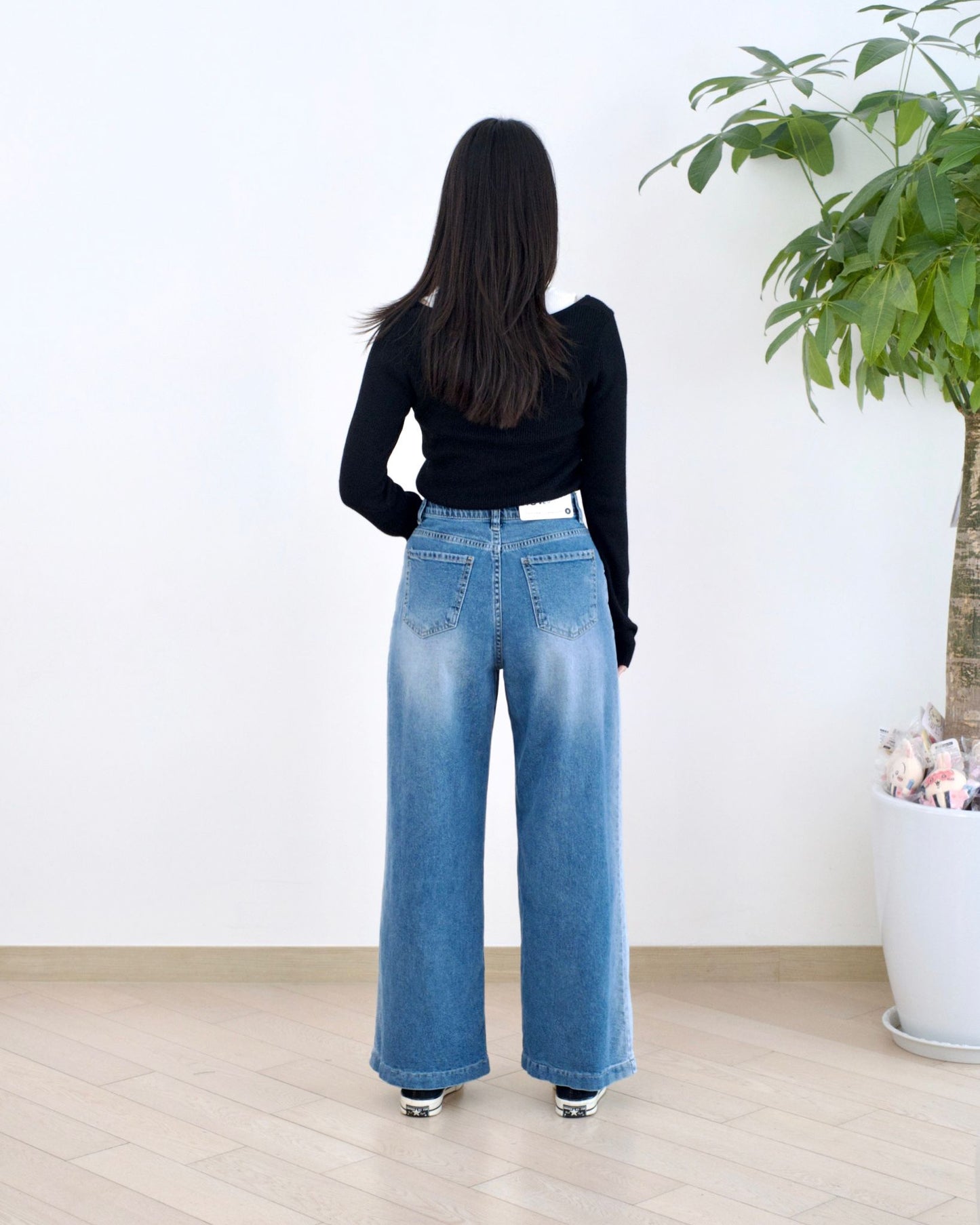 Howluk 小V腰線闊腳牛仔褲