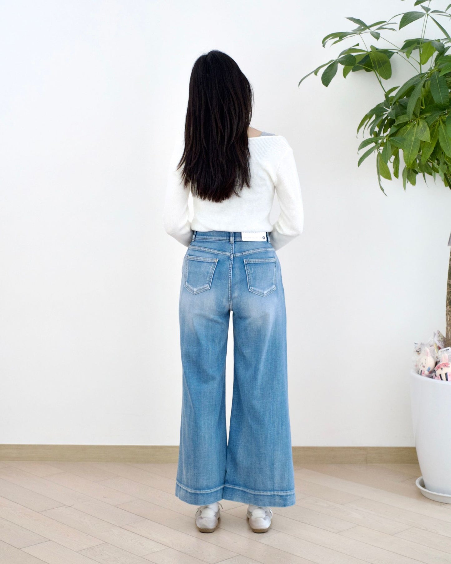 Howluk 高腰九分闊筒牛仔褲