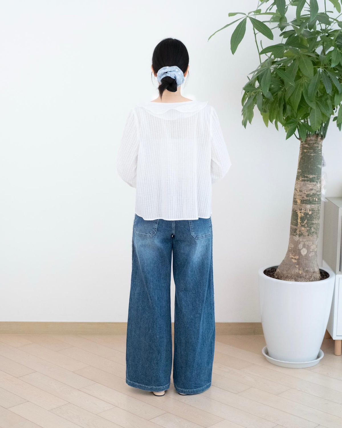 Howluk 蘇蘇拼邊闊筒牛仔褲
