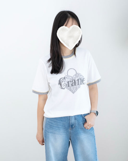 韓國撞色Crane心心Tee
