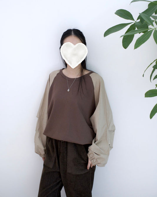 韓國彎刀袖撞色衞衣