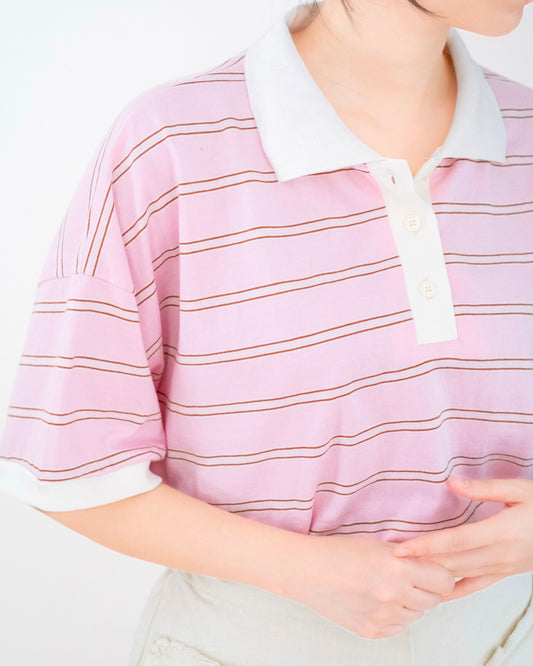 企領撞色橫間Polo