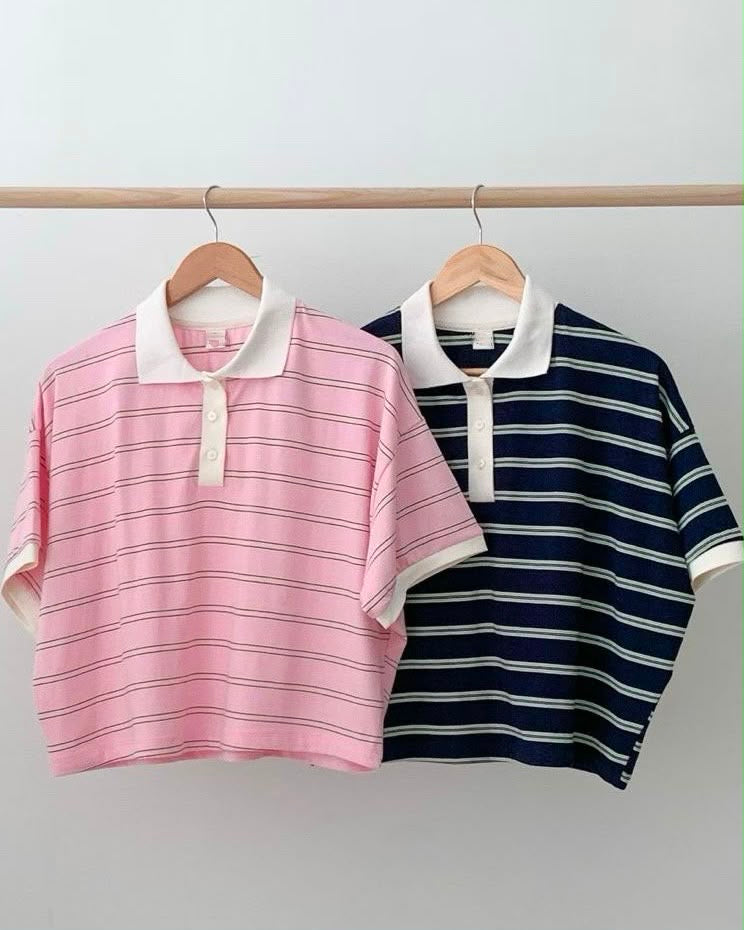 企領撞色橫間Polo