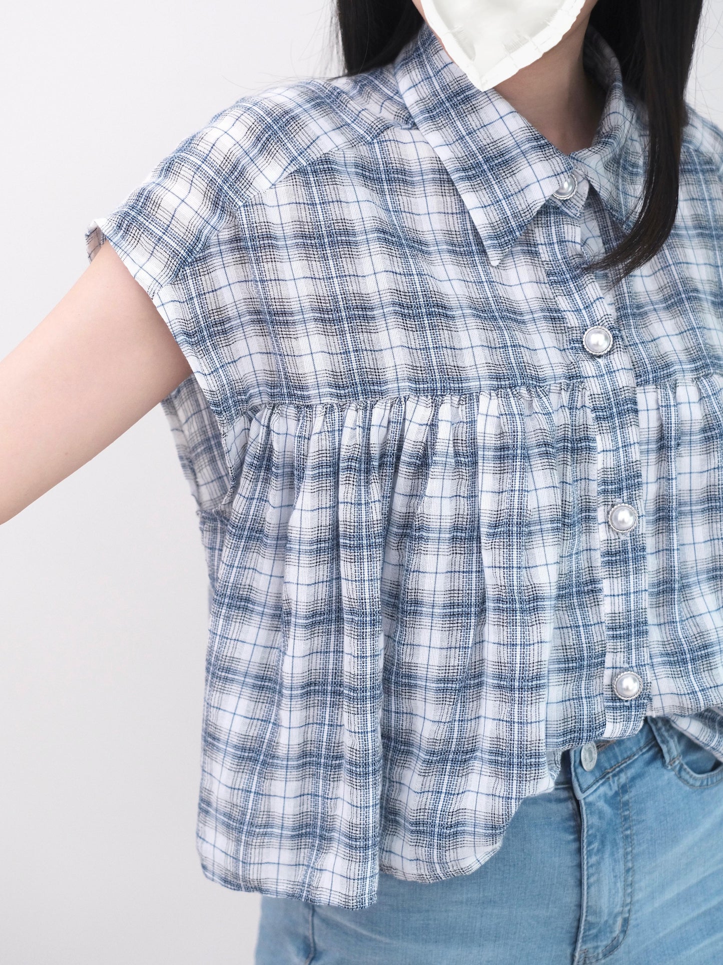韓國透薄格仔恤衫