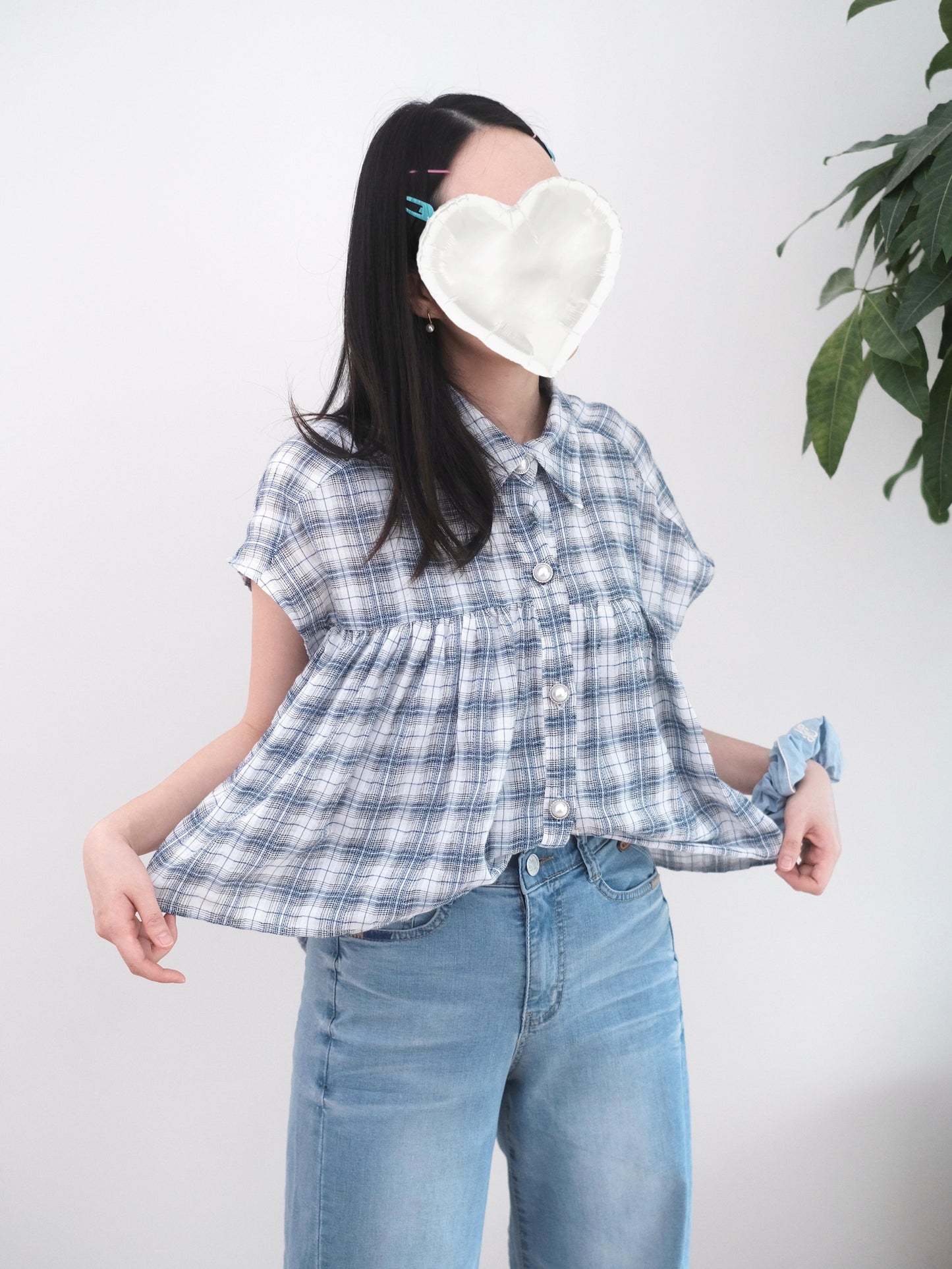 韓國透薄格仔恤衫