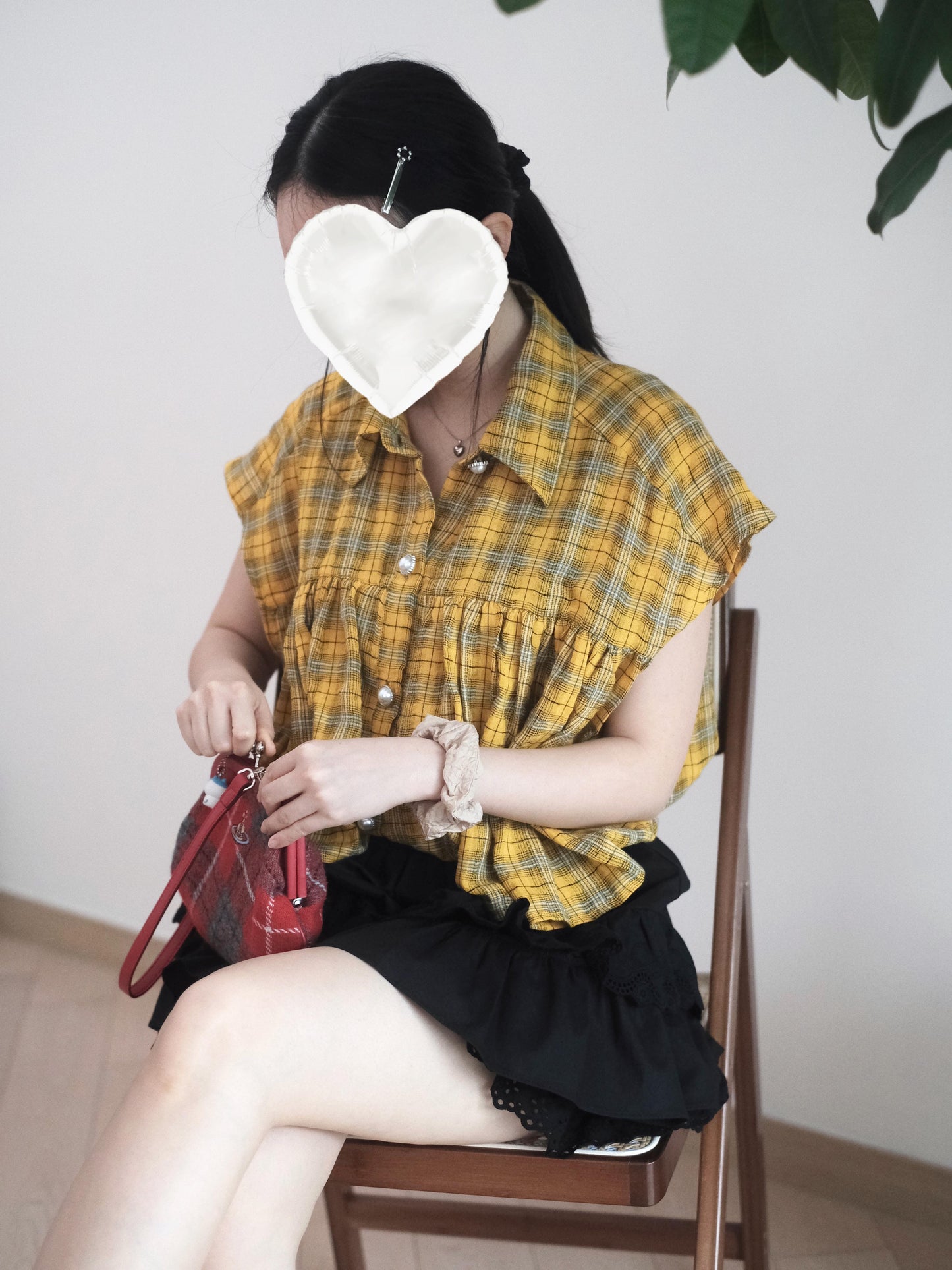 韓國透薄格仔恤衫