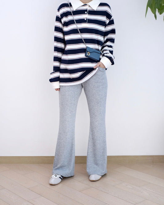 韓國高腰棉料喇叭褲