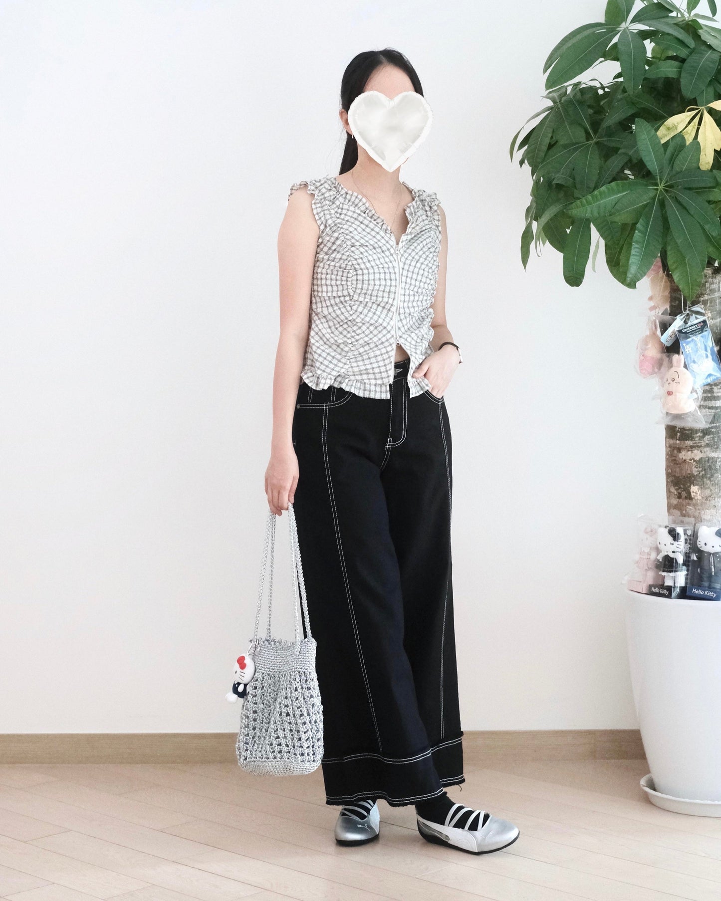 Moci 明線蘇蘇闊筒扯布褲