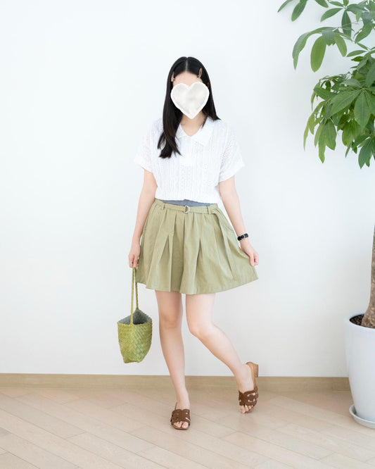 Moci 拼粗橡根短裙褲