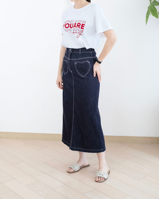 Moci 心心牛仔中長裙