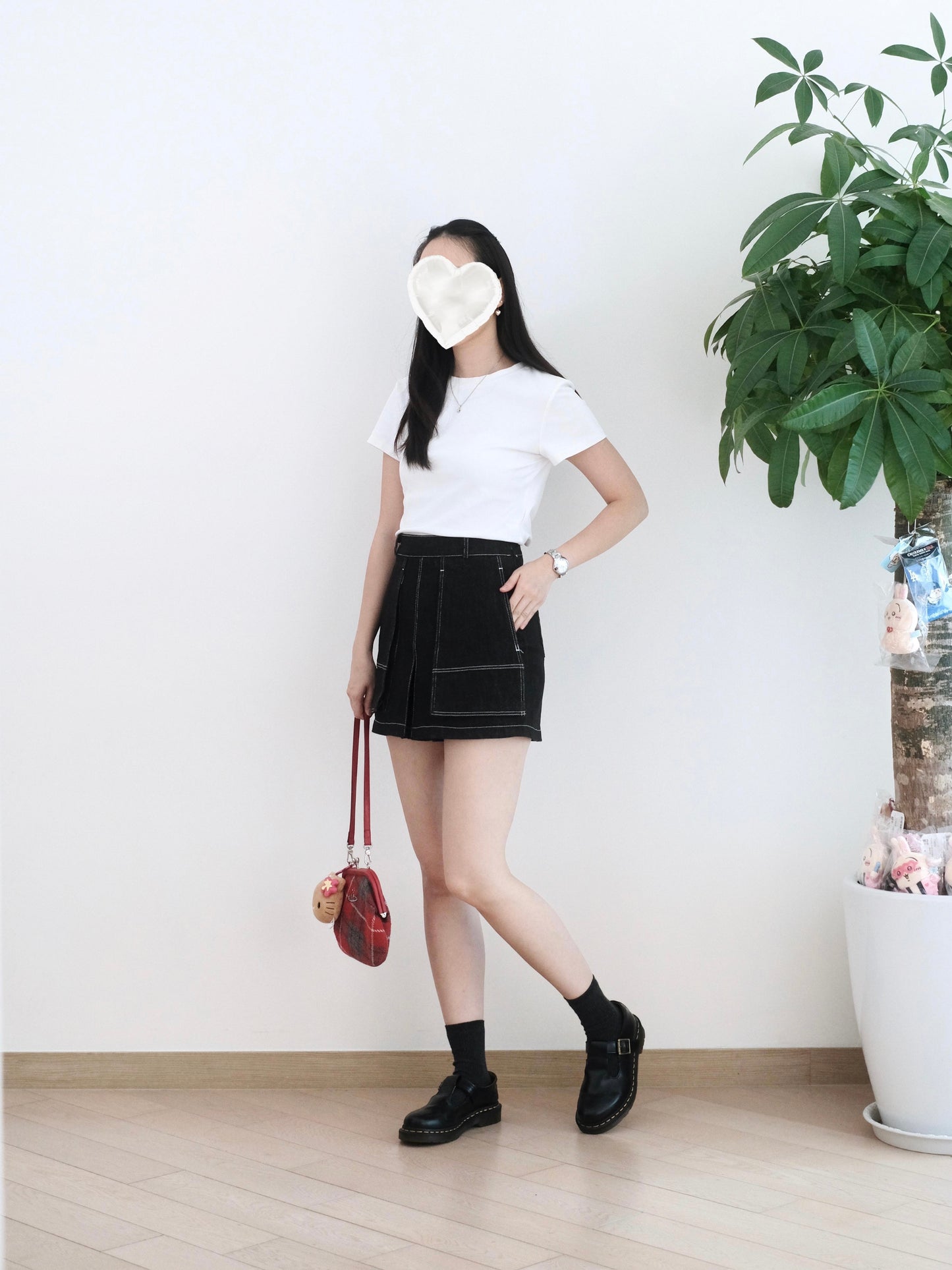 Moci 大口袋高腰牛仔短褲