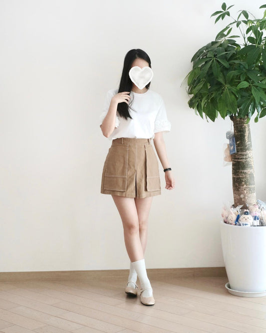 Moci 高腰大口袋扯布短褲