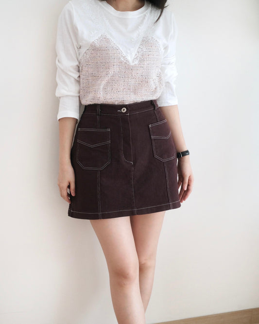 Moci A字口袋扯布裙褲