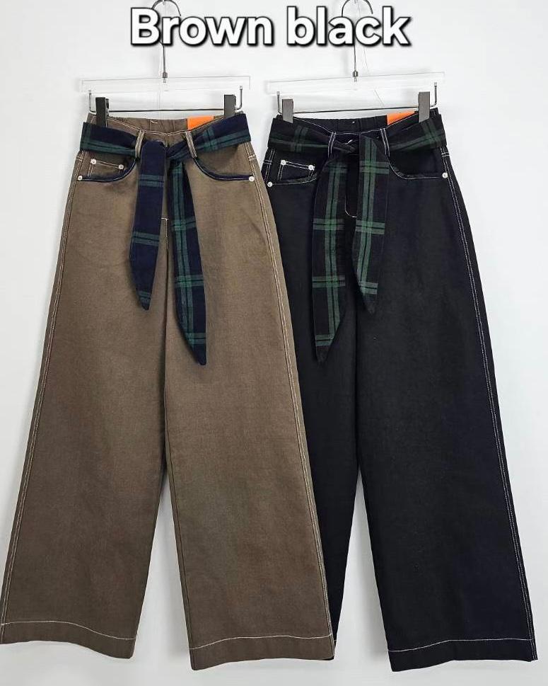 Moci 併格仔闊筒扯布褲