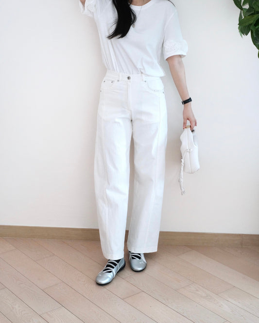 Moci Ruffle口袋直筒扯布褲︎