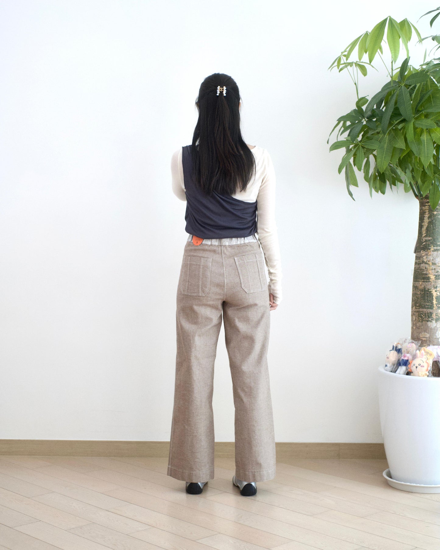 Moci 拼色直筒扯布褲︎