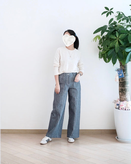 Moci V字車骨闊筒扯布褲︎