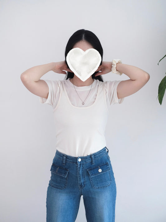 韓國網紗短袖撞小背心𝑆𝑒𝑡 𝑇𝑜𝑝