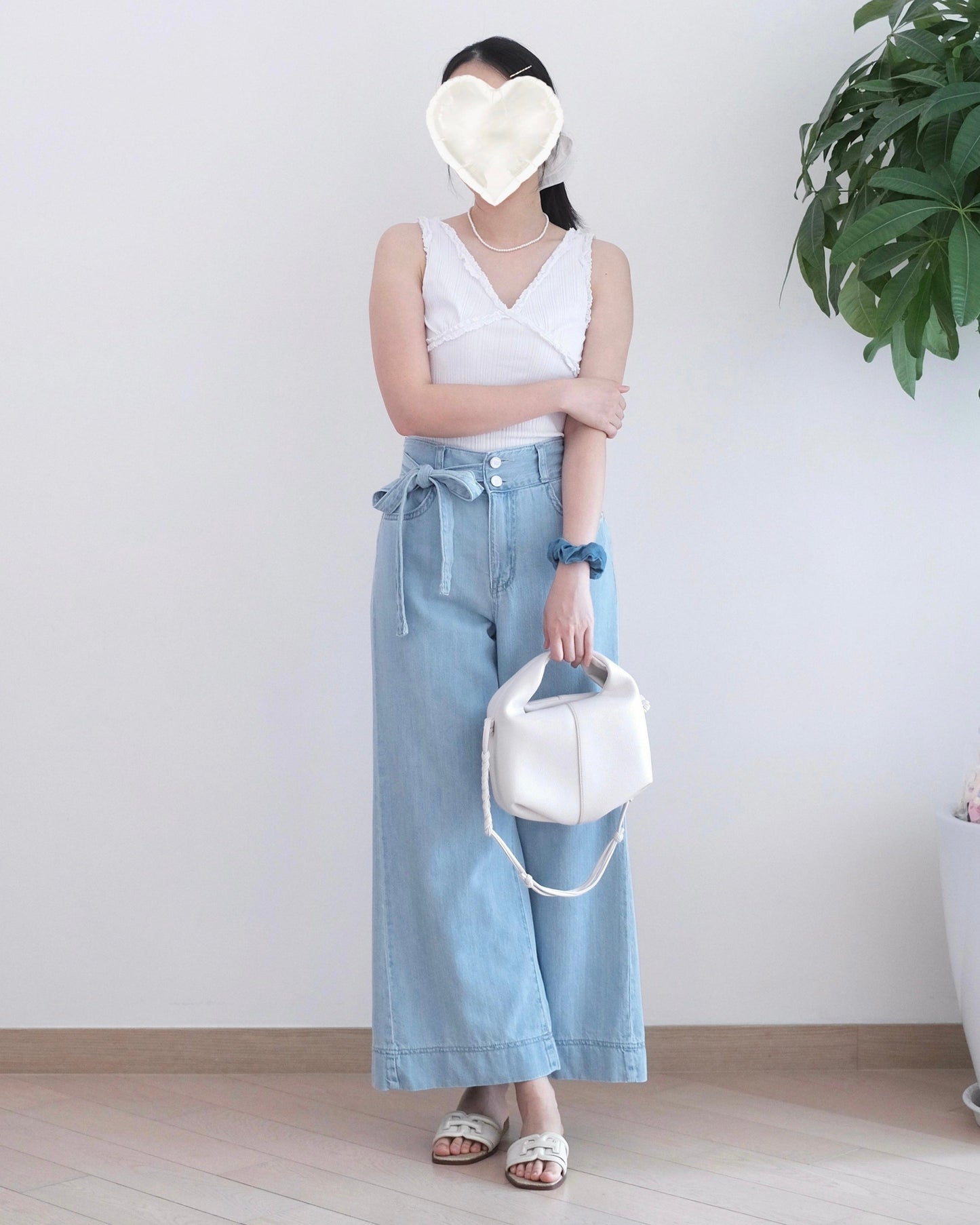 Odd Eye 蝴蝶結闊腳牛仔褲