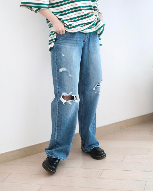 Odd Eye 破洞闊筒牛仔褲