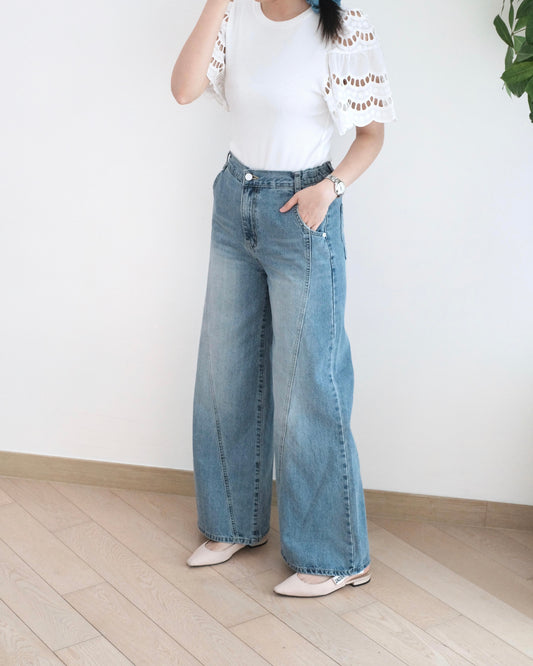 Odd Eye 車骨洗水闊筒牛仔褲