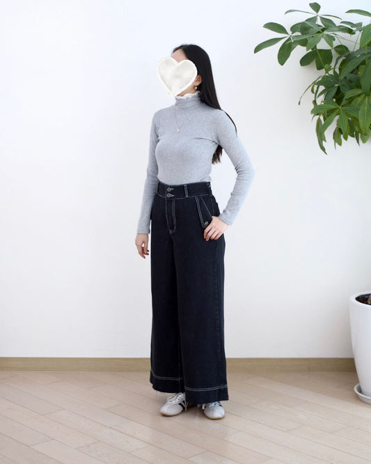 Odd Eye 鈕扣闊筒牛仔褲