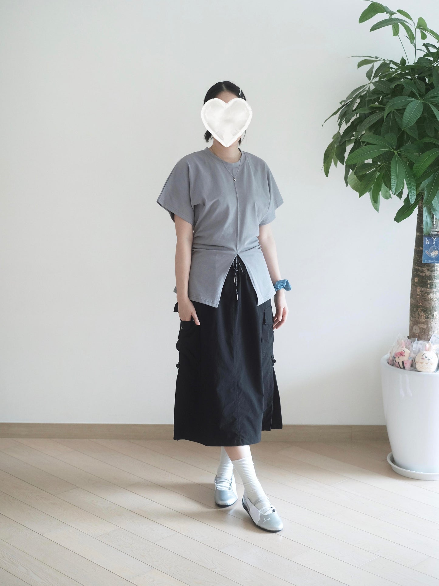 韓國工裝開衩裙